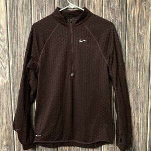 NIKE DRI FIT Womens Dark Plum 1/4 Zip Jacket Small